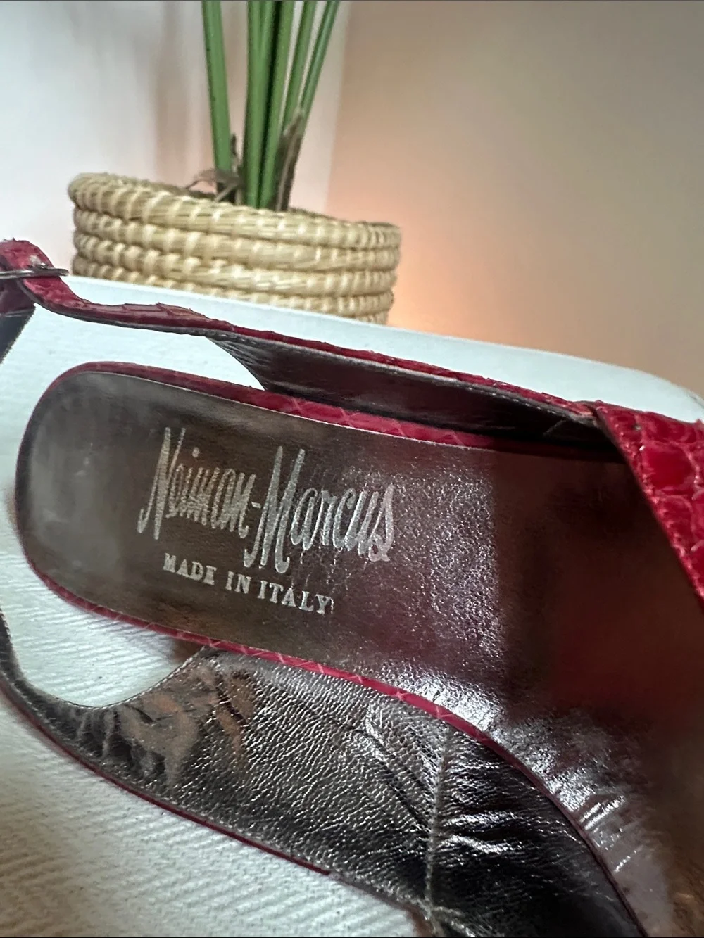Bruno Magli vintage Red snake skin Slingback Heels